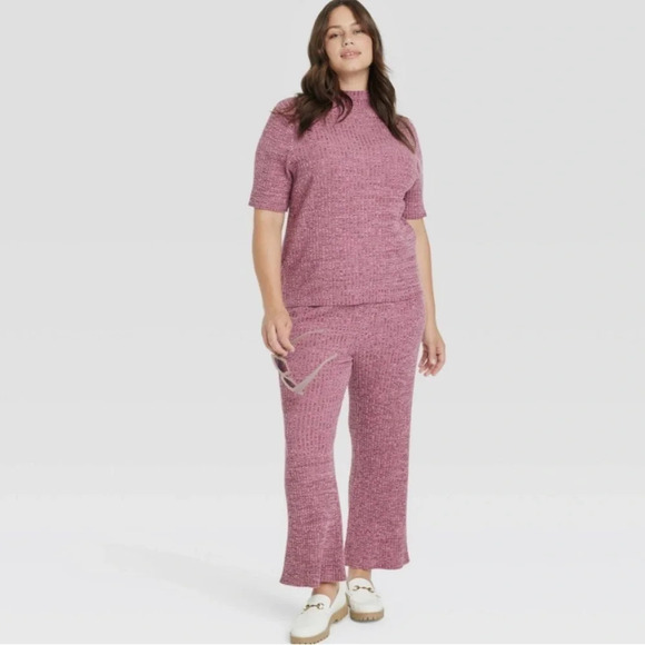 AVA & VIV Women’s Size X Short Sleeve Mock Neck And Relaxed Fit Ribbed Pant - Picture 11 of 11
